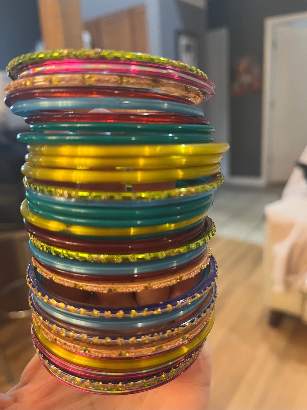 Vintage Mix of Glass and Glass/Glitter Bangles from India